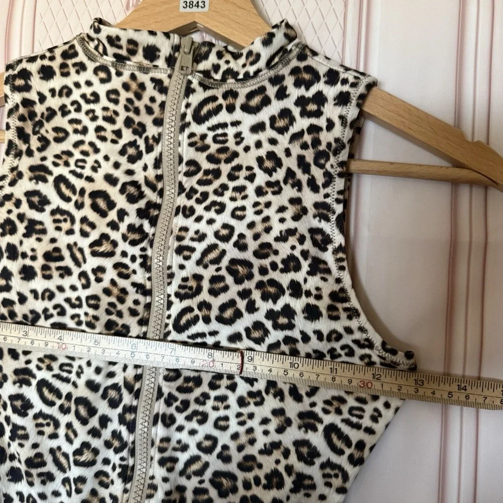 Skims Signature Swim Zip Front One Piece Champagne Leopard Print Sz XS NWT $96